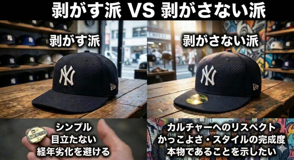 NEW　ERA　ステッカー　剥がす　剥がさない