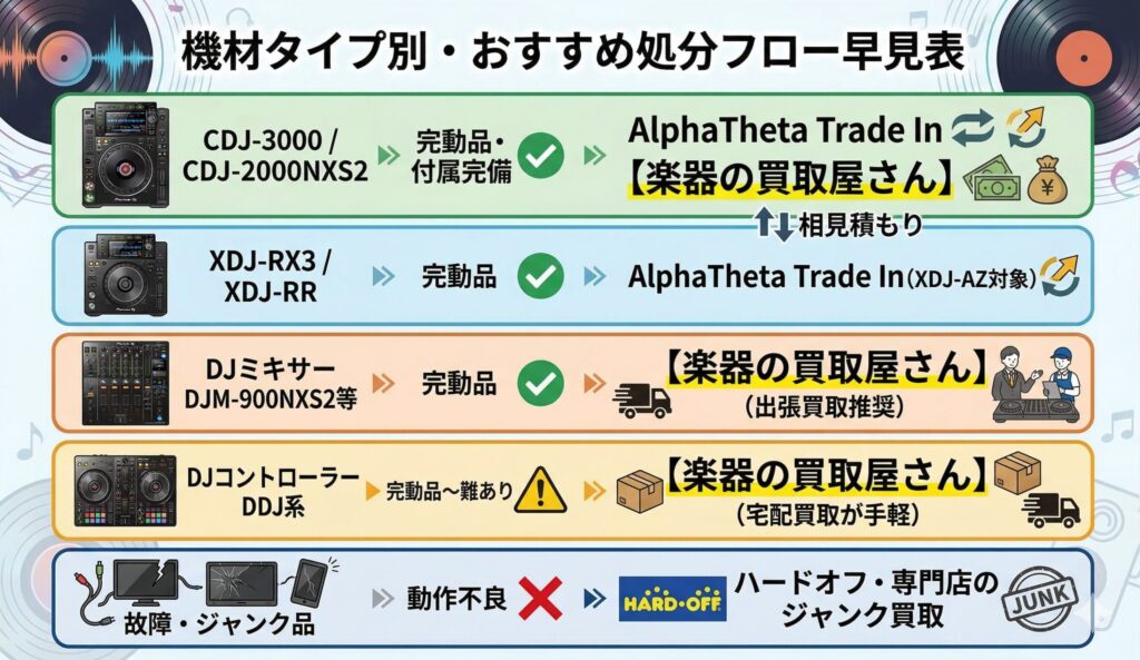 機材タイプ別 おすすめ処分ルート